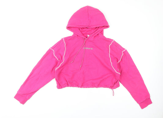 Adidas Women’s Pink Pullover Hoodie - UK 8, Cotton