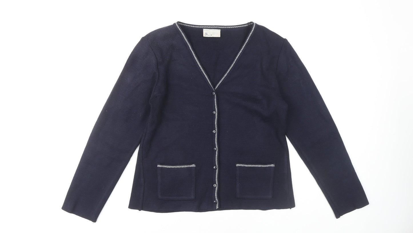 BHS Women's Blue Cardigan Size 12 V-Neck Knit