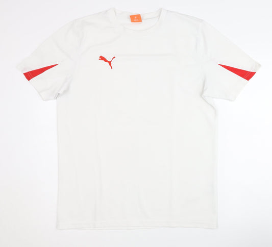 Puma Men's White T-Shirt, L, Basic Activewear