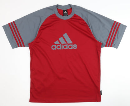 adidas Men Red T-Shirt M Crew Neck Short Sleeve Logo