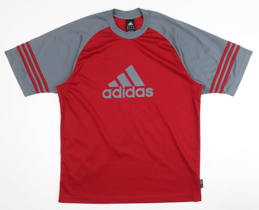 adidas Men Red T-Shirt M Crew Neck Short Sleeve Logo