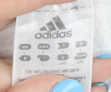 adidas Men's White Black Jersey T-Shirt Size L