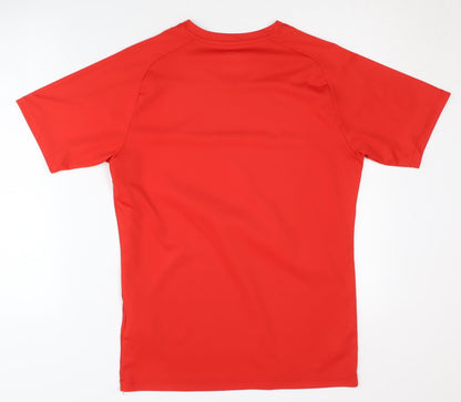 Puma Men's Red T-Shirt, Size S, V-Neck, Gym Wear