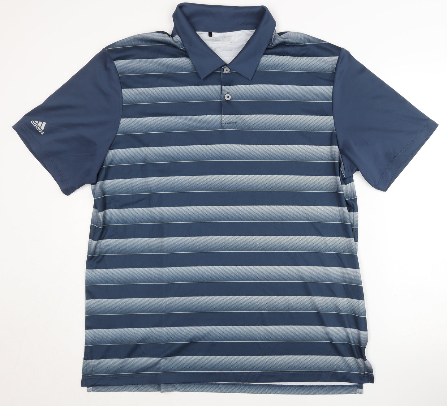 Adidas Men's Blue Golf Polo L Striped Activewear