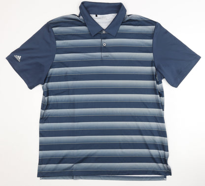 Adidas Men's Blue Golf Polo L Striped Activewear