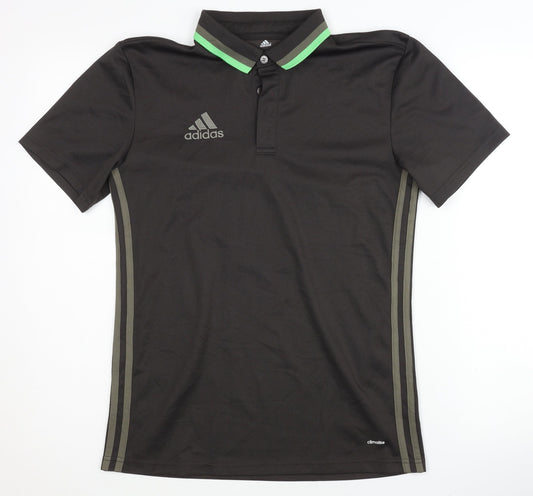Adidas Men's Black Polo Shirt, Short Sleeve, Size S