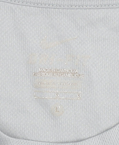 Nike Men's Grey Graphic Print Running T-Shirt - L