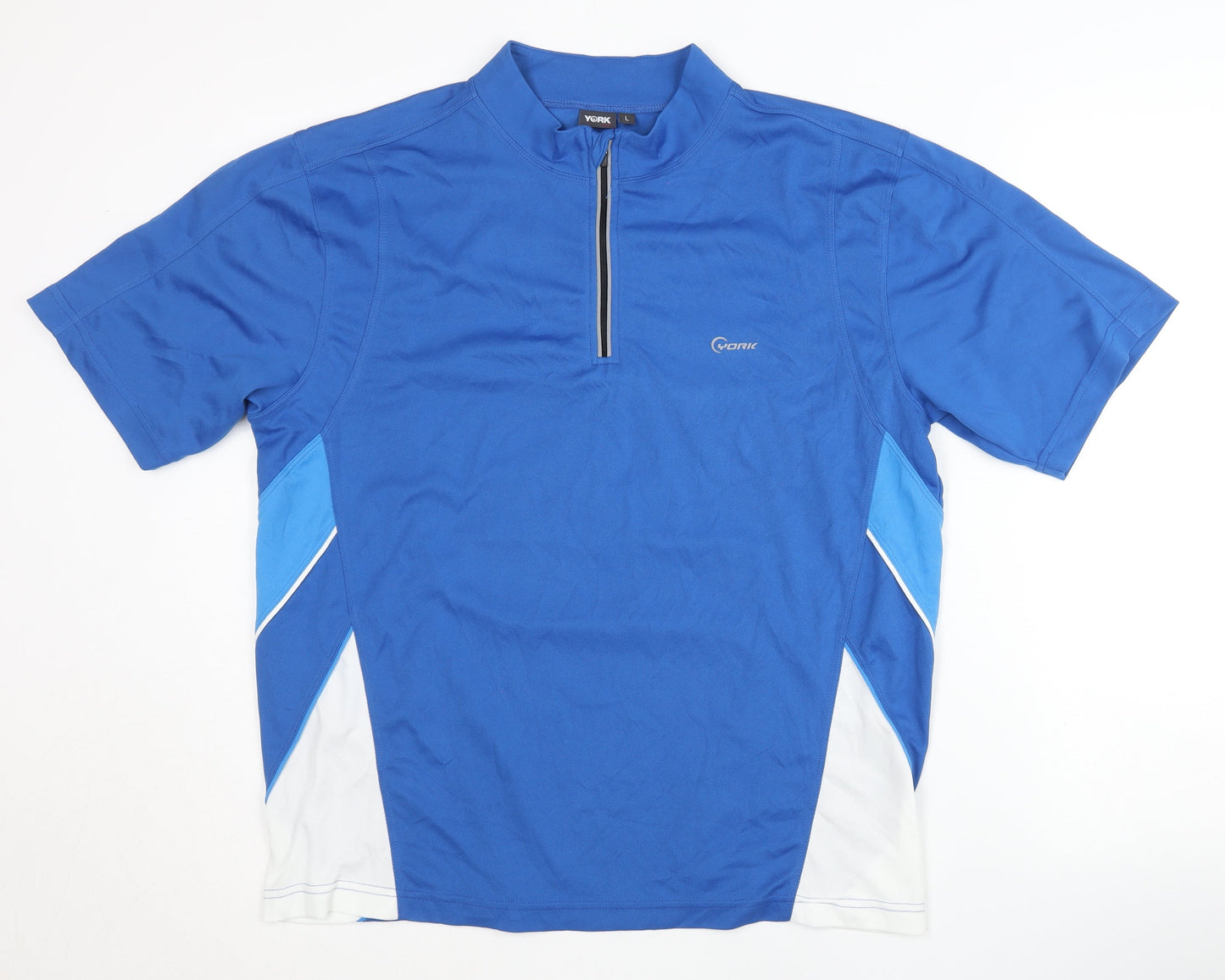 York Men's Blue Cycling Polo Jersey Size L