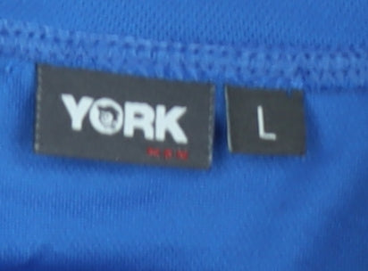 York Men's Blue Cycling Polo Jersey Size L