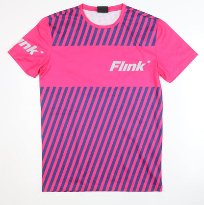 Flink Men's Pink Striped T-Shirt, Size S, Activewear