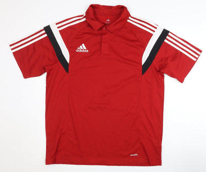 Adidas Men's Red Polo Shirt, Size L, Breathable
