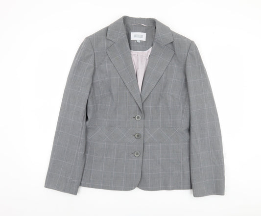 Next Women's Grey Plaid Blazer Size 16 Regular Fit