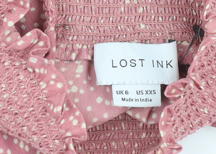 Womens UK Size 6 Lost Ink Pink Tunic Blouse