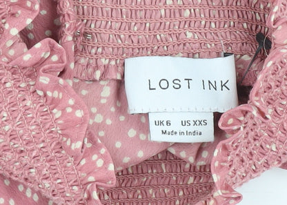 Womens UK Size 6 Lost Ink Pink Tunic Blouse
