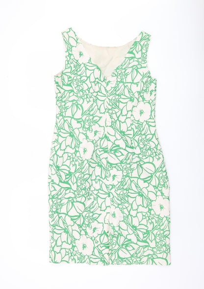 Kaliko Women’s Green Floral Sheath Dress, Size 4, V-Neck