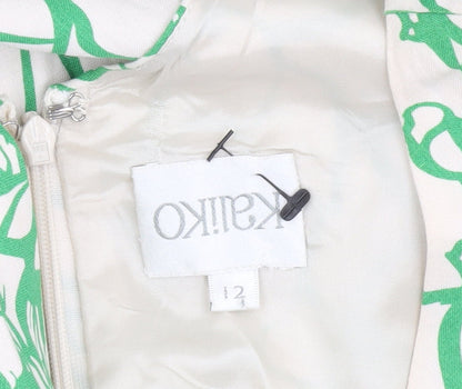 Kaliko Women’s Green Floral Sheath Dress, Size 4, V-Neck