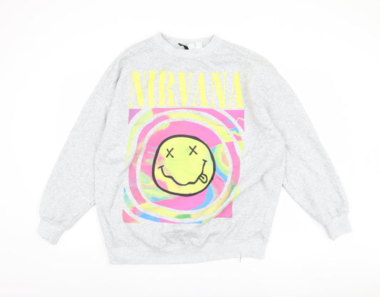 H&M Unisex Grey Nirvana Sweatshirt, Size 12, Music Theme