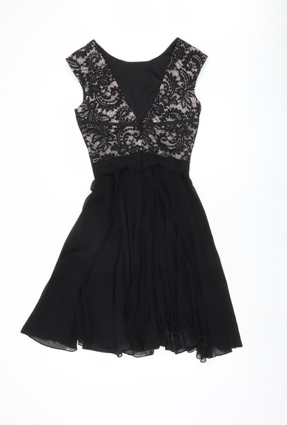 Elise Ryan Women’s Black Lace V-Neck Dress, Size 8