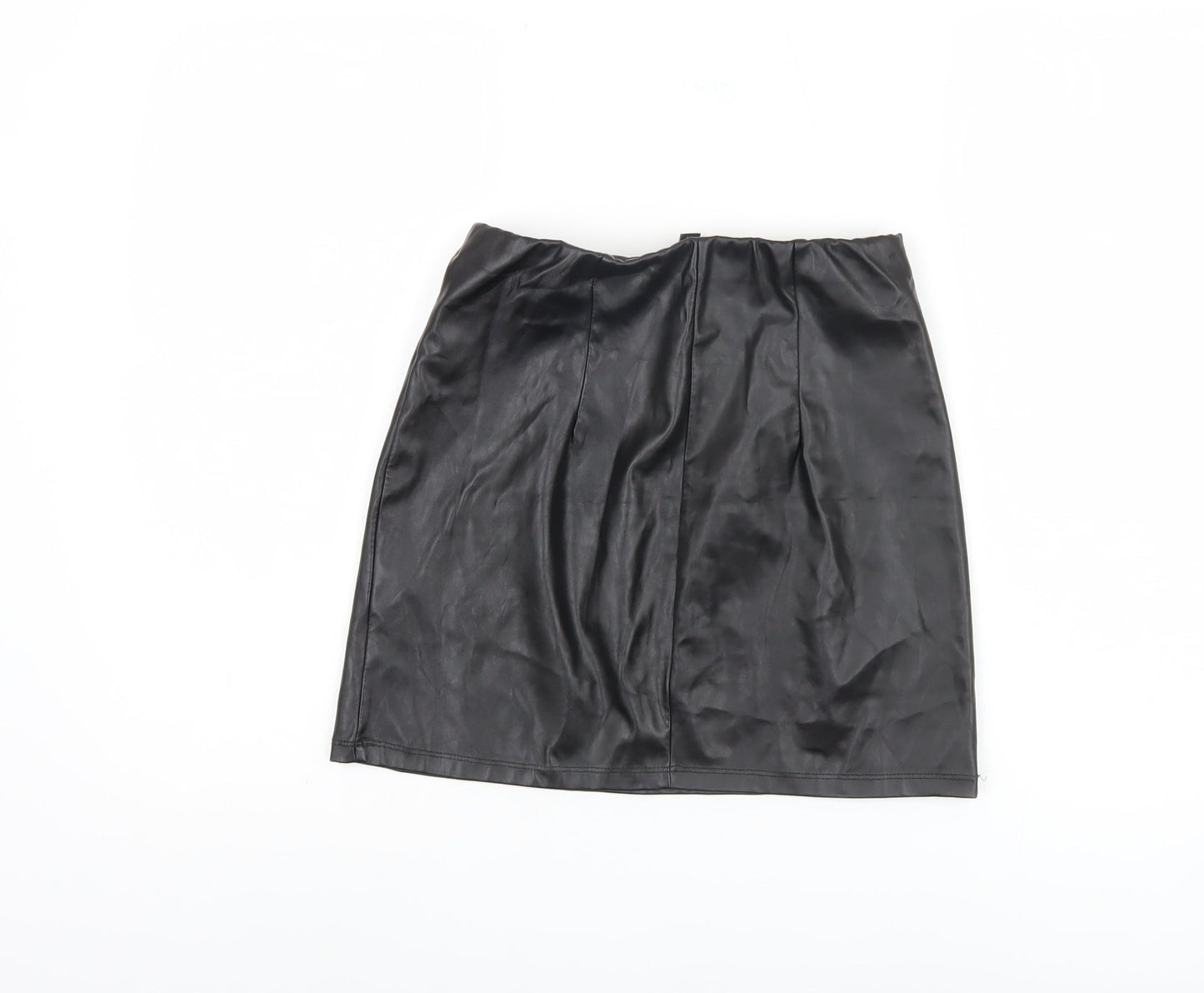 ASOS Women's Black Skirt UK 8 in Faux Leather