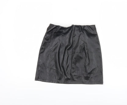 ASOS Women's Black Skirt UK 8 in Faux Leather