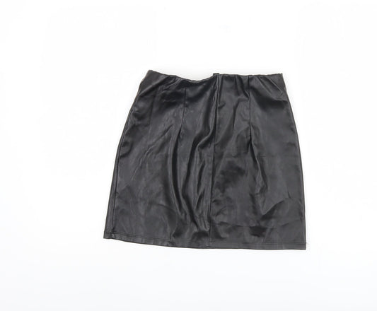 ASOS Women's Black Skirt UK 8 in Faux Leather