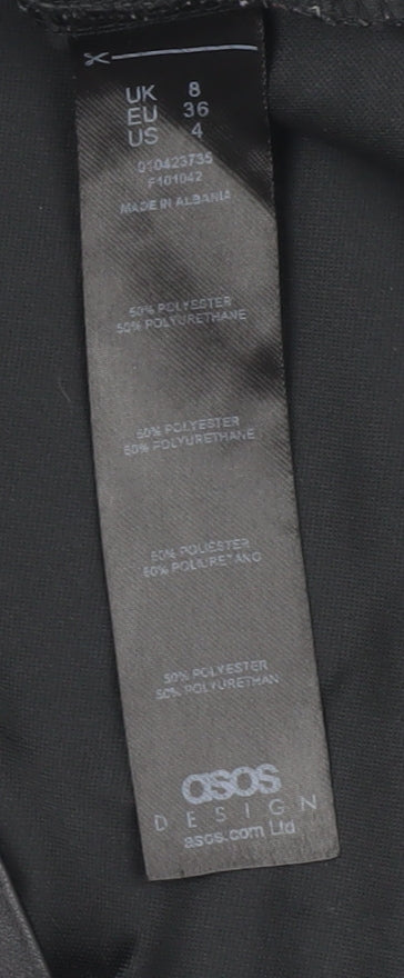 ASOS Women's Black Skirt UK 8 in Faux Leather