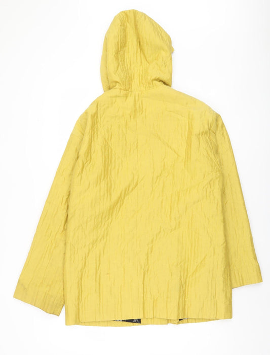 Hobbs Women's Yellow Rain Coat Size 10 Hooded Button Detail