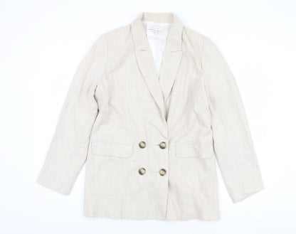 Topshop Women's Beige Double-Breasted Blazer UK 8