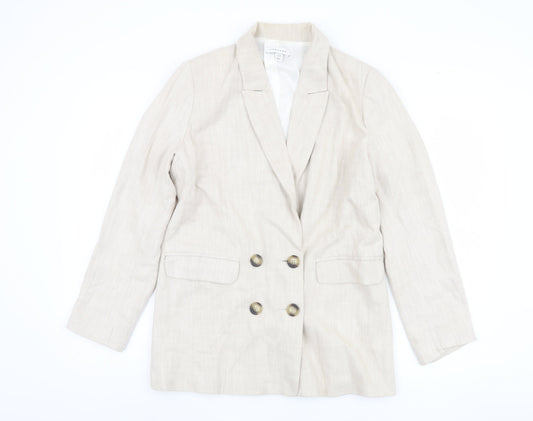 Topshop Women's Beige Double-Breasted Blazer UK 8