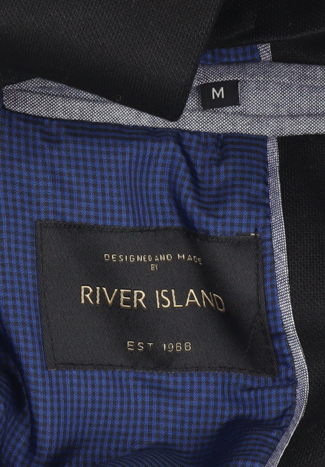Mens UK Size M River Island Regular Black Suit Jacket