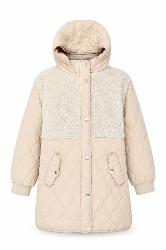 Next Girls Beige Hooded Puffer Jacket Size 9 Years Winter Coat