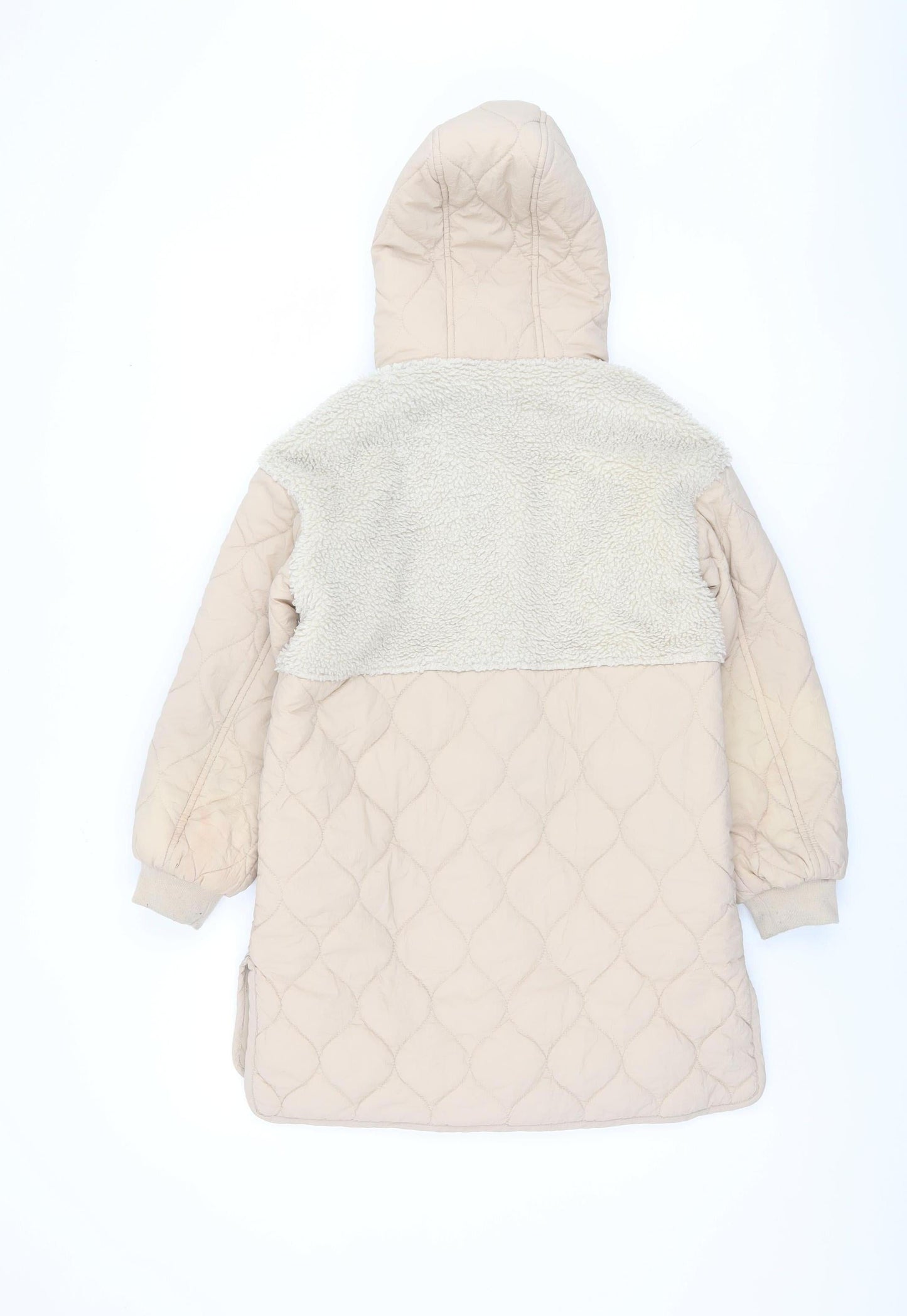 Next Girls Beige Hooded Puffer Jacket Size 9 Years Winter Coat