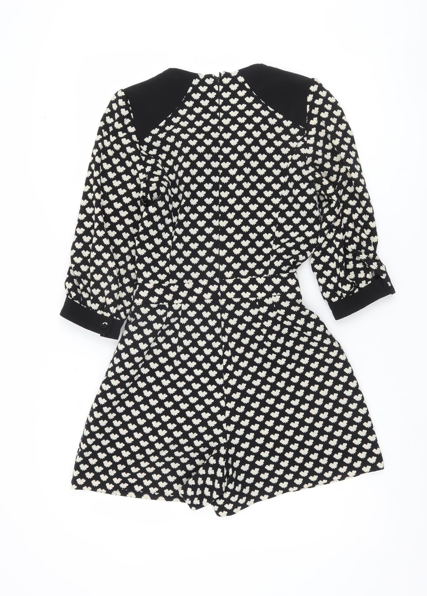 Topshop Women's Black Floral Playsuit, Size 8, Casual Chic