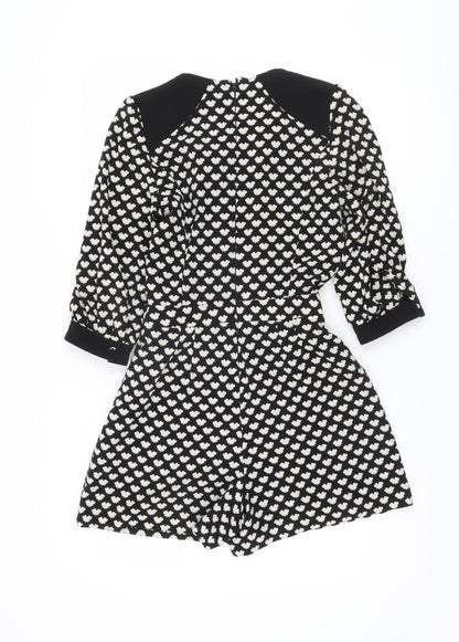 Topshop Women's Black Floral Playsuit, Size 8, Casual Chic