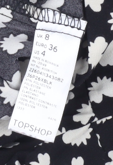 Topshop Women's Black Floral Playsuit, Size 8, Casual Chic