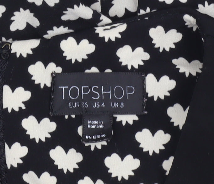 Topshop Women's Black Floral Playsuit, Size 8, Casual Chic