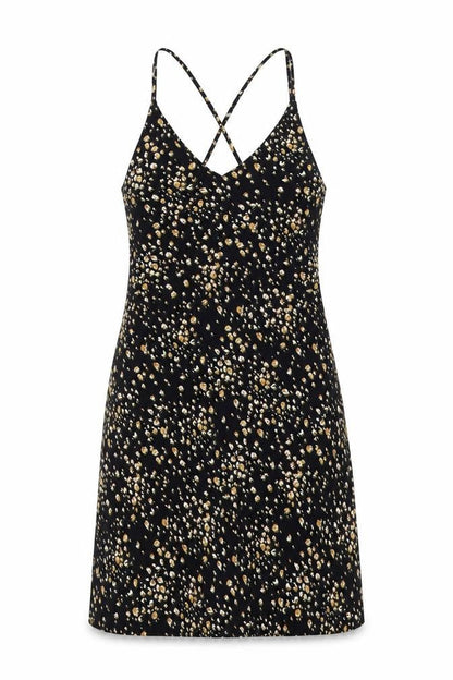 Topshop Petite Women's Black Floral Slip Dress Size 8