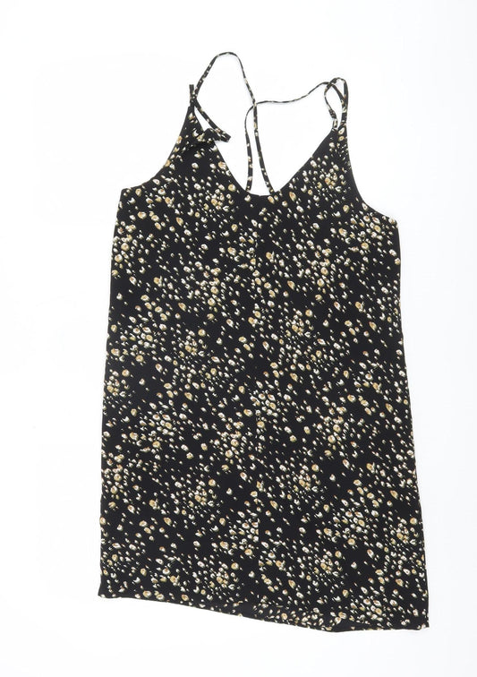 Topshop Petite Women's Black Floral Slip Dress Size 8