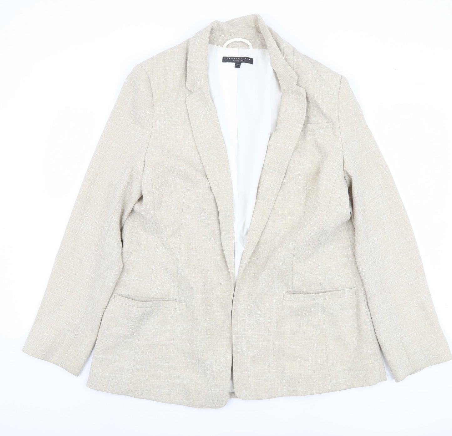 Next Women's Beige Linen Blend Blazer, Size 12