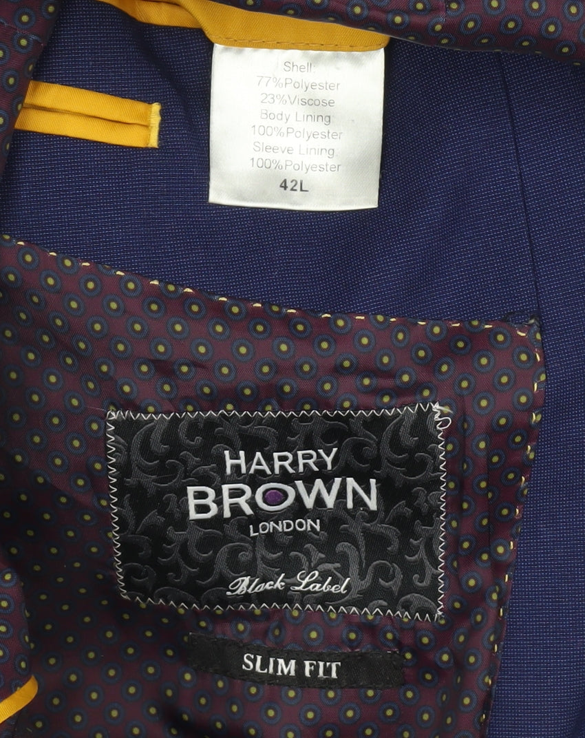 Harry Brown Men's Blue Slim Fit Blazer, 42L