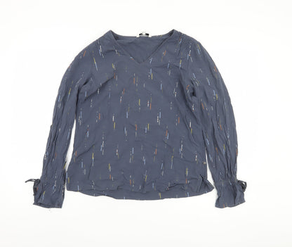 Sandwich Women's Blue Geometric V-Neck Blouse Size 8