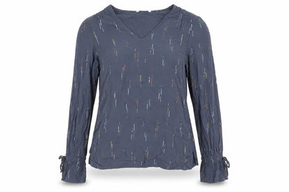 Sandwich Women's Blue Geometric V-Neck Blouse Size 8