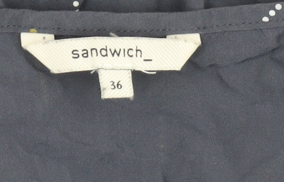 Sandwich Women's Blue Geometric V-Neck Blouse Size 8