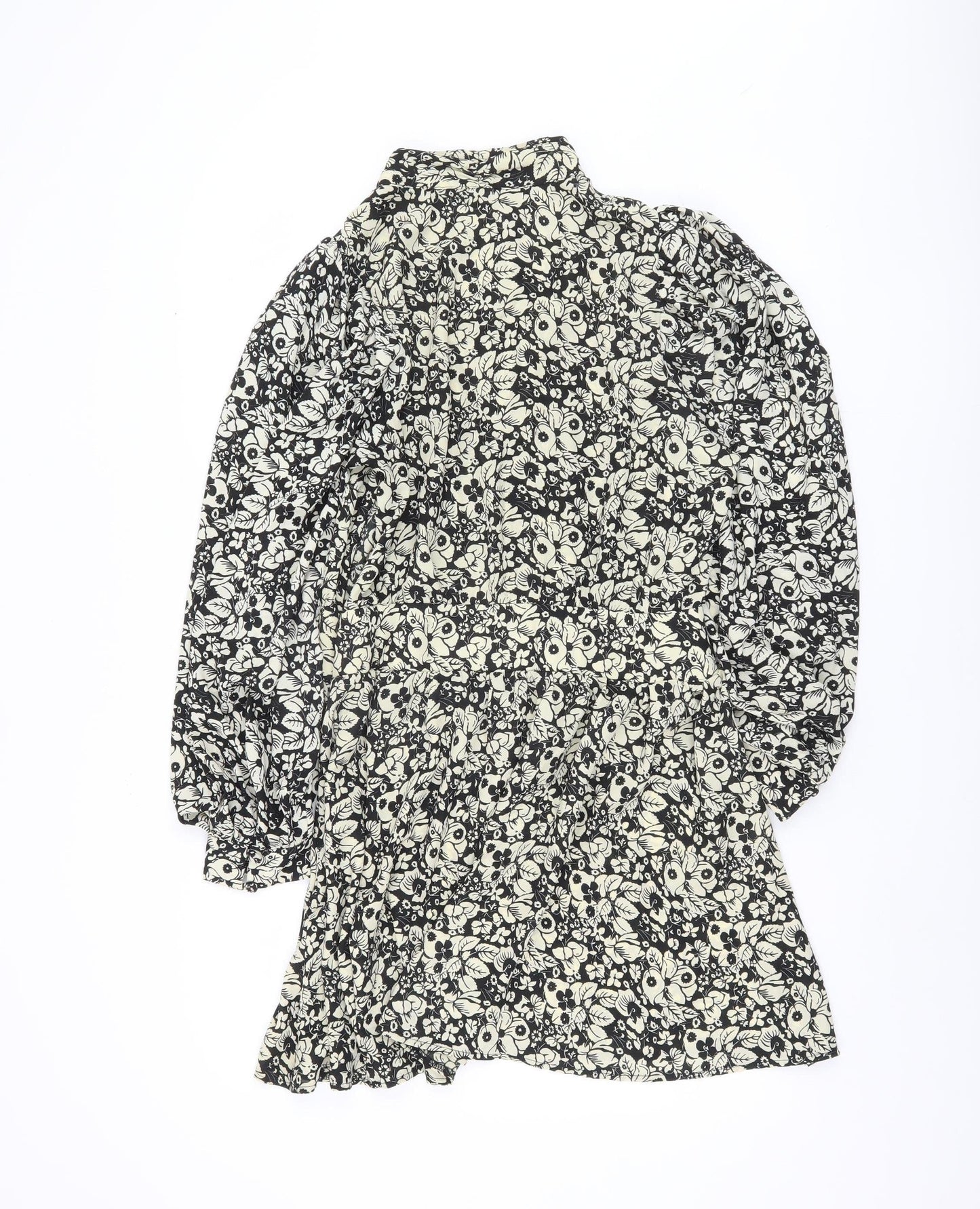 Topshop Women's Black Floral Shift Dress UK 12