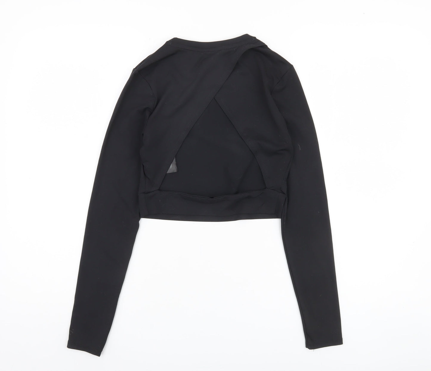 H&M Women's Black Cropped Long Sleeve Top Size 8