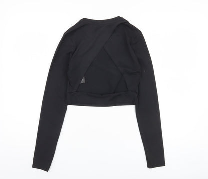 H&M Women's Black Cropped Long Sleeve Top Size 8