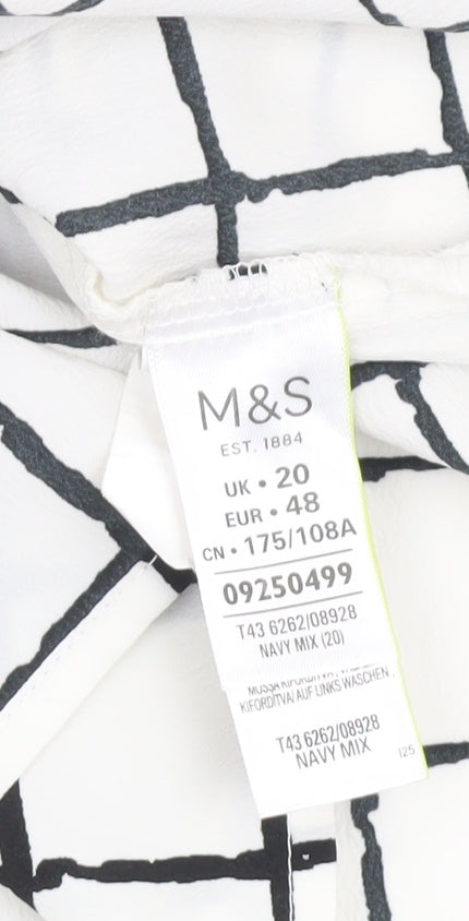 Womens UK Size 20 Marks and Spencer White  Blouse