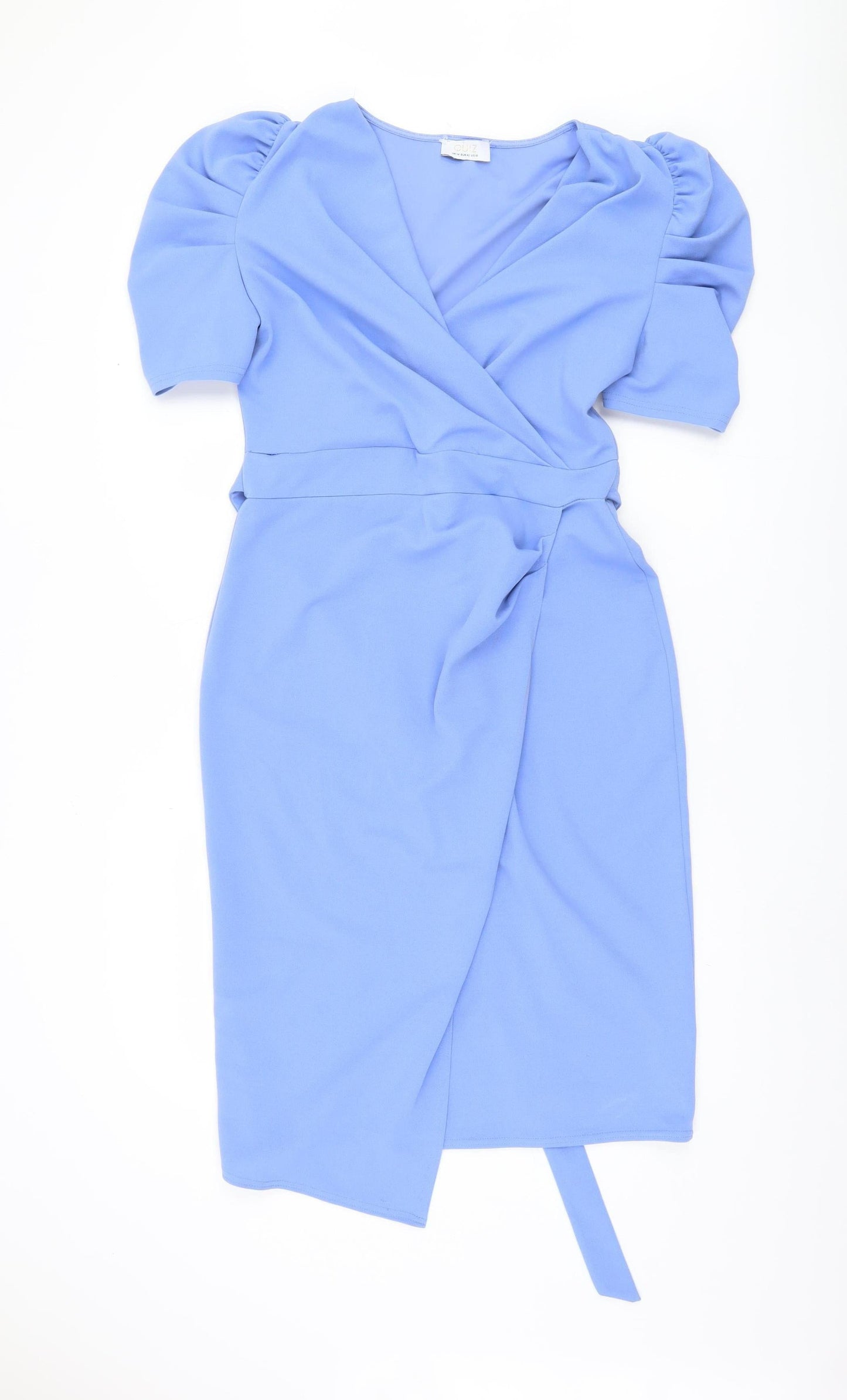 Quiz Women's Blue Knee Length Wrap Dress Size 14