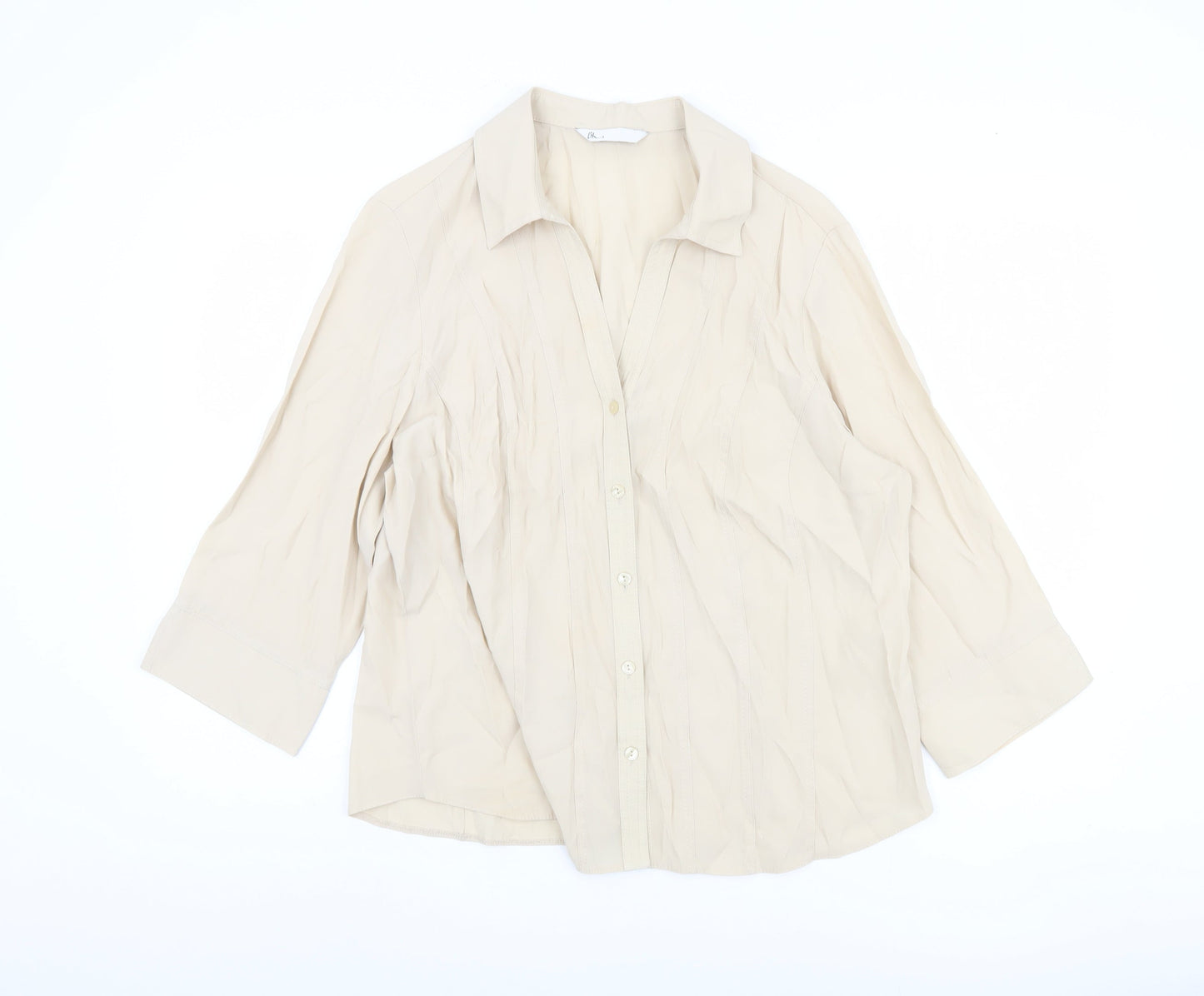 BHS Women's Beige Button-Up Shirt Size 20