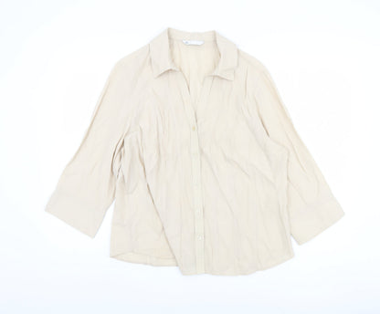 BHS Women's Beige Button-Up Shirt Size 20